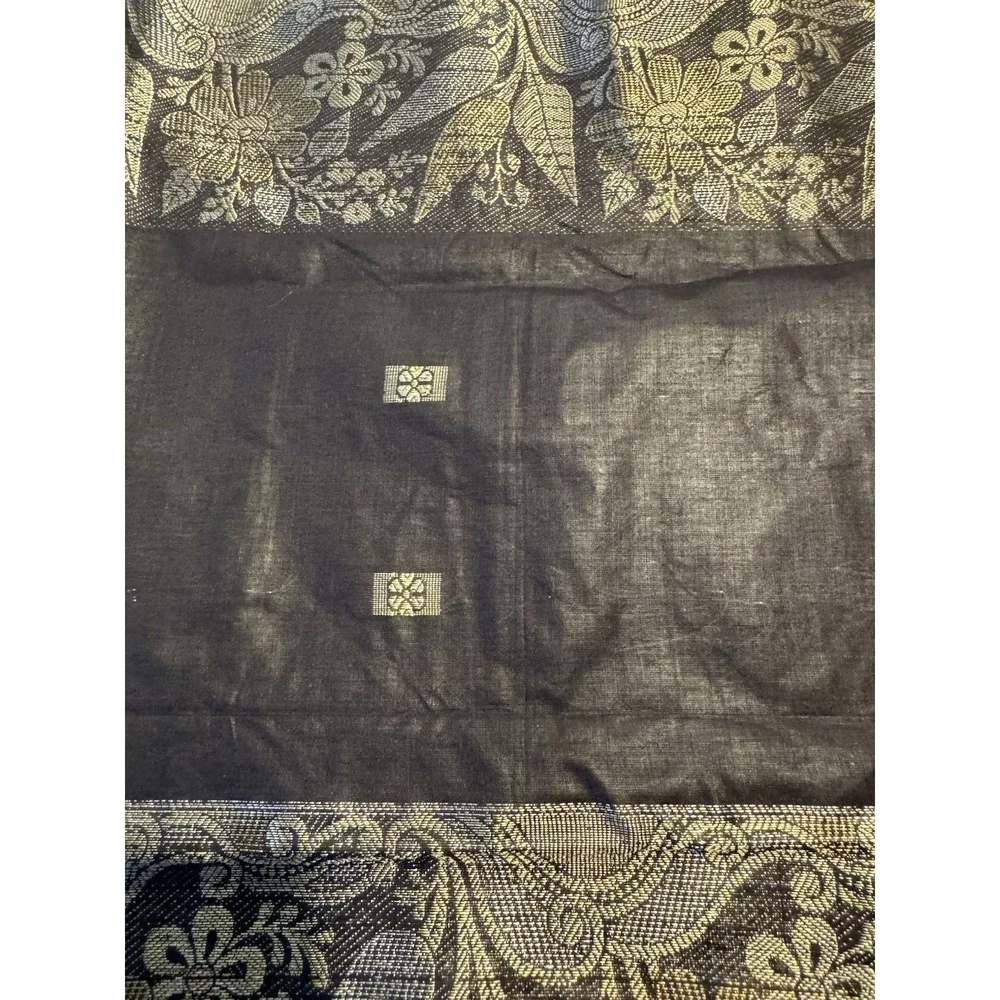 Vintage Bangladesh Deep Purple Gold Woven Decorative Textile Fabric Panel 45x84